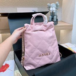 22 Garbage Bag Womens Backpack Leather Diamond Gold Hardware Metal Buckle Top Luxury Handbag Matelasse Chain Shoulder Bag Shopping Bags Travel Sacoche 34x28cm