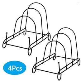Decorative Figurines 4pcs Plate Rack Stands Iron Easel Black Metal Stand For Display Kitchen Storage