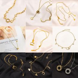 Mixed Styles Pendant Necklaces for Women Highly Quality Choker Chains Designer Crystal Rhinestone Necklace Plated Gold Girls Jewelry