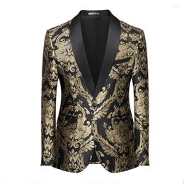 Men's Suits Luxury Jacquard Retro Stage Performance Suit Jacket Men Fashion Slim Fit Casual Wedding Business Blazer Banquet Party