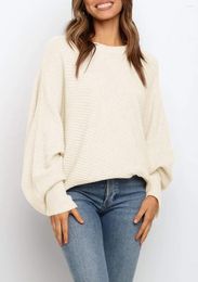 Women's Sweaters Oversized Crewneck Sweater Batwing Puff Long Sleeve Cable Slouchy Pullover Jumper Tops