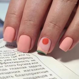 False Nails Short Press On With Beautiful Setting Sun Painting Design Chinese Full Cover Fake Tips For Girls Gifts