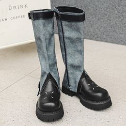 Popular High quality Boots Women's Long Boots One Shoe Two Wear Western Cowboy High Boots Thick Sole Show Thin Trouser Sleeve Boots Size 35-40