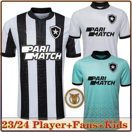 23 24 Botafogo Mens Soccer Jerseys Soares Matheus Babi Bernardo O.sauer Home Black and White Away Goalkeeper Football Shirt Short