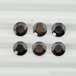 Loose Gemstones Gemstone Factory Directly 100% Authentic Natural Smoke Quartz Crystal Round 2.5-6Mm Trillion Facet Cut For J Dhgarden Dh1Iy