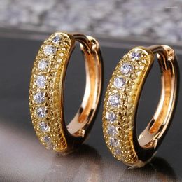 Hoop Earrings Luxury Gold Color Full Zircon Circle Earring For Women Men Party Wedding Korean Trendy Y2K Jewelry Gifts E468