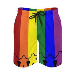 Men's Shorts Gay Pride (Minimal Meeple Edition) Anime BeachVintage Adjustable Drawstring Breathable Quick Dry Beach ShortsCasual Loose