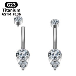 Belly Button Piercing Titanium Bar Cartilage Hinge G23 Segment Body Charming Belly Button Ring Zircon Clicker Jewelry