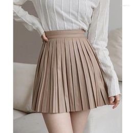 Skirts 2023 Leather Skirt Women's Spring And Autumn High Waist Thin PU Pleated A-line Short Small Size