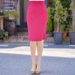 Skirts Summer Style Women Midi Skirt With Side Slit 4XL 5XL Plus Size Bodycon High Waist Long Bandage Khaki Pencil