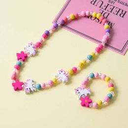 Cute Cartoon Wooden Flower Animal Child Sweater Necklace Bracelet Girl's Children Jewellery