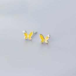 Stud Earrings MloveAcc Cute Butterfly For Women Silver 925 Jewellery Yellow Enamel Sterling Fashion Bijoux 2023