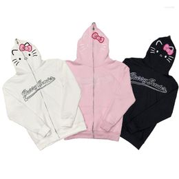 Women's Hoodies Y2k Women Clothing Zip Up Hoodie Harajuku Kawaii Fashion Retro Clothes Hip Hop Sweatshirt Gothic Print HoodieCasual Tops