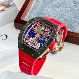 Luxury RicharMilles Watch Mechanical movement Watch Swiss Movement Top Quality Series 50-01 Tourbillon Ntpt Carbon Fiber/18k Rose Gold Manual YI-I5OR