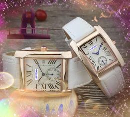 Two Half Pins Luxury Mens Womens Watches Square Roman Digital Numerals Dial Design clock automatic quartz movement Unisex super bright tank-must-design Watch gifts