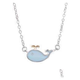Pendant Necklaces New Desgisn Dolphin Blue Custom Enamel Necklace In Solid Sterling Sier Jewelry For Girls 5Pcs A Lot Drop De Dhgarden Dhuhf