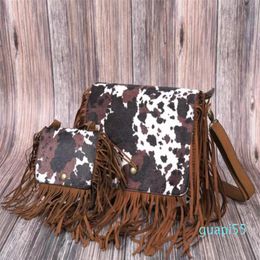 Evening Bags Whole Brown Cow Women's Vegan Leather Hobo Fringe Crossbody Tassel Purse Lady Vintage Small Handbag Cute For302C