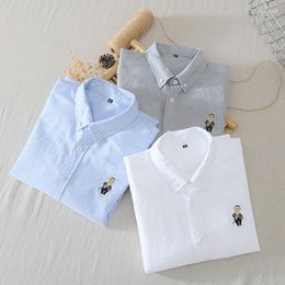 Men's Casual Shirts High-quality Spring Autumn Cotton Long-Sleeved Shirt Clothing Male Solid White Tops