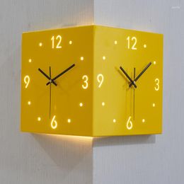 Wall Clocks Corner Clock Double Sided Creative Square Digital Decor Table Silent Reloj Living Room Decoration