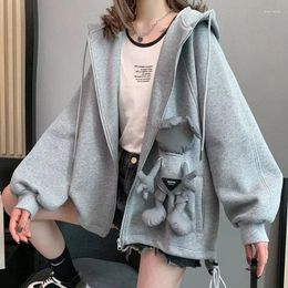 Women's Hoodies Loose Casual Sweater Cardigan Foreign Style Age-Reducing Spring And Autumn 2023 Student Jacket Mid-Length