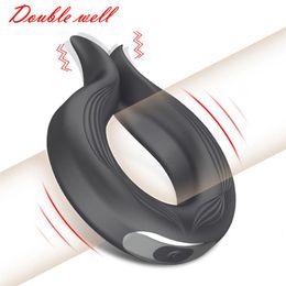 Silicone Cock Ring Vibrating Penis Delay Ejaculation Erection Lock Vibrator Long Lasting Erotic Sex Toys for Men2721