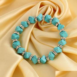 Bangle New Fashion 10Pcs/Lot Classical Vintage Turquoise Bracelet Bangle Cute Pendant Tibet Sier Natural Stone Gifts Drop Delivery Dhyks