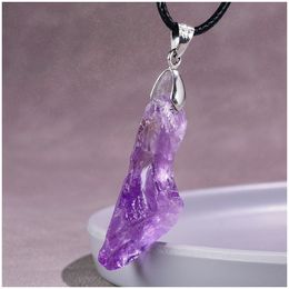 Purple Crystal Irregular Natural Gemstone Necklace Pendant Make Dainty Necklaces Stone Pendants Desiner Jewellery Necklaces Chain ewelry Fashion Jewellery Jewels
