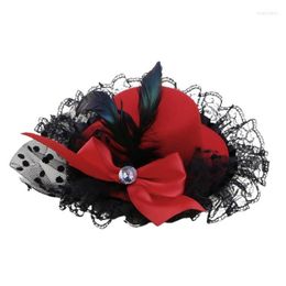 Other Event Party Supplies Style Women Bow Hair Clips Lace Feather Mini Top Hat Fancy Fascinator Drop Delivery Home Garden Festive Otnu2