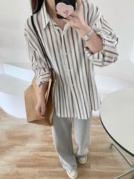 Women's Blouses Long Sleeve Cotton Linen Textrued Shirt Woman 2023 Arrival Korean Loose Oversize Casual Overshirt Tops