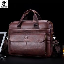 Briefcases BULLCAPTAIN Men's Bag Genuine Leather Men Briefcase for Laptop 14 Messenger Business Portfolio Document A4 230912