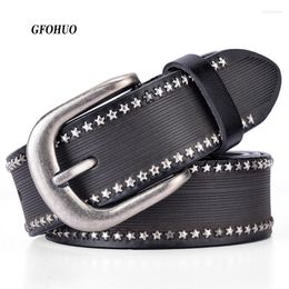 Belts Stylish Womens Retro Genuine Leather Cool Rivet Ladies Waistband Wide Jeans Europe And The United States Wind Belt