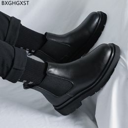 Dress Shoes Black Chelsea Boots for Men Male Leather Casual Ankle Man 2023 Designer Winter Chaussure 230912