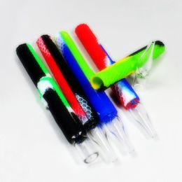 Colorful Wasp Silicone Dugout Pipes Pyrex Thick Glass Filter Smoking Herb Tobacco Cigarette Holder Straw Tip Portable Handpipes Catcher Taster Bat One Hitter