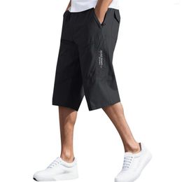 Men's Shorts Mens Cargo Summer Lightweight Thin Work Relaxed Fit Elastic Waist Solid Overalls Pants Outdoor Hiking Casual Short