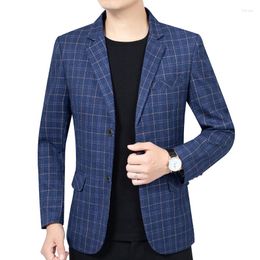 Men's Suits 2023 Fashion Mens Casual Blazers Boutique Plaid Suit Coat Male Slim Business Dress Jacket Tops Groom's Wedding