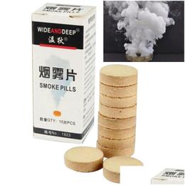 Other Event Party Supplies 10Pcs Combustion Smoke Cake Pills Props Aid Halloween Decoration Tool Round Bomb Effect Show For Pography D Dhuso