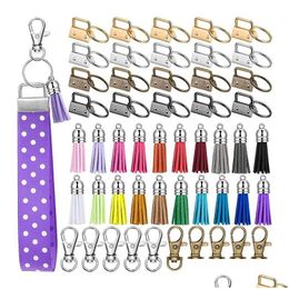 Keychains Lanyards 60 Pcs Key Fob Hardware Set Include 20 Wristlet With Keyring And Keychain Tassel Swivel Snap Hook Drop Delivery Fas Dhdl8