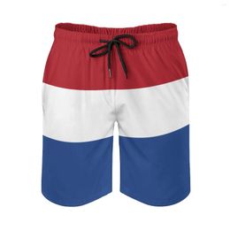 Men's Shorts Flag Of The Netherlands Anime BeachVintage Adjustable Drawstring Breathable Quick Dry Beach ShortsSports Loose Elastic Mal