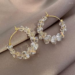 Hoop Earrings Round Women Jewellery Drop Natural Moonstone Gravel Chip Geometry Crystal Dangle Earring Hanging Gifts