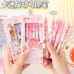 Cute Kawaii Set Of Gel Pens Erasable Pen 0.5mm Office Accessories Art Supplies Students School Stationery 6pcs / Box