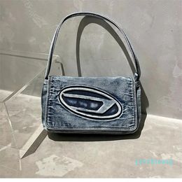 Retro Elegant Denim Bag Women's Fashionable Shoulder Underarm Bag Lightweight Flip Soft High-Grade Handbag