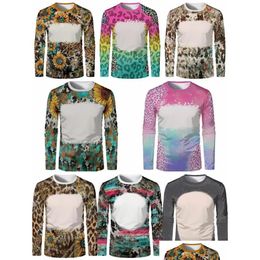 Christmas Decorations Sublimation Bleached Long Sleeve T-Shirt Party Supplies Heat Transfer Blank Bleach Shirt Fly Polyester Tees Us S Dh3Sc