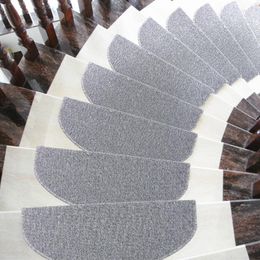 Carpets 1Pcs Semicircular Carpet Stair Mat Grey Non-Slip Self-Adhesive Wear-Resistant Treads Rugs Home Steps Protection Cover Pads