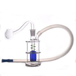 Wholesale 10mm female Glass Bongs Spiral Recycler Dab Rigs hookahs Colorful mini Water Bong Pipe Joint with oil burner Banger and silicone hose