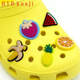 HYBkuaji 100pcs+ fruits small flower shoe charms wholesale shoes decorations shoe clips pvc buckles for shoes