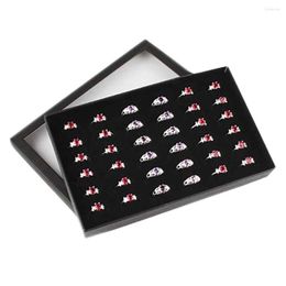 Jewellery Pouches 36 Grid Ring Storage Box Transparent Dustproof Earring Exquisite Velvet Cloth Display