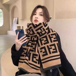 Korean version women's double-sided cashmere warm autumn and winter fashion versatile large brand scarf long shawl trend