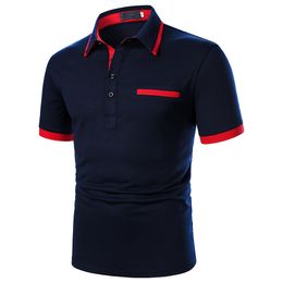 Men's Polos Men Polo Shirt Short Sleeve Contrast Colour Clothing Summer Urban Business Casual Fashion tops 230912