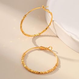 Hoop Earrings CCGOOD Gold Colour Beaded Simple 18 K Plated Round Hollow Party Gift Jewellery For Women
