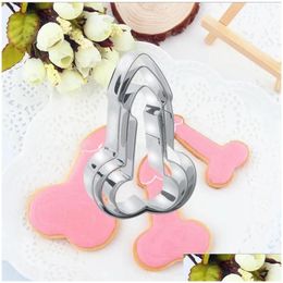 Baking Moulds Mods 3Pcs/Set Adt Y Penis Shape Cookie Cutter For Biscuit Mould Fondant Cake Decoration Metal Kitchen Tool Birthday Party Dh9Ol